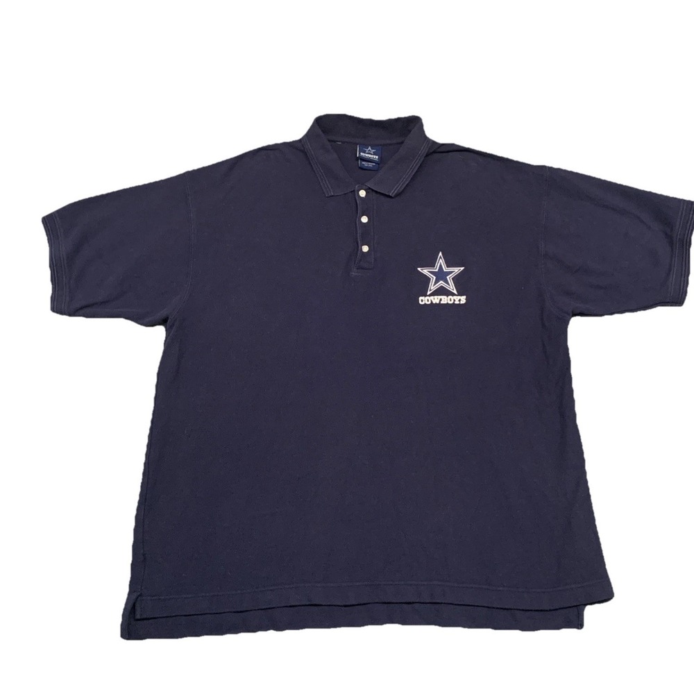 Vintage Dallas Cowboys Authentic Apparel Polo Shirt NFL Football Navy‎ XXL 2XL